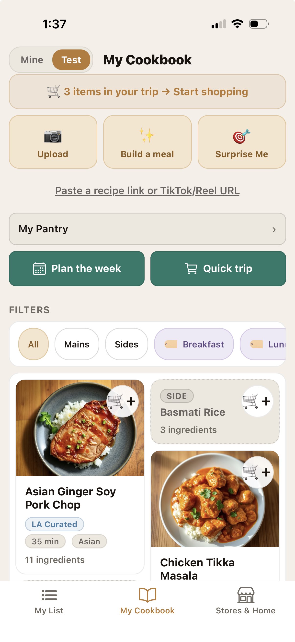 My Cookbook — saved and curated recipes
